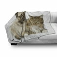 thumbnail image 3 of Animal Soft Flannel Fleece Blanket, Fluffy Playful Pets Sitting next to Each Other Studio Shot Photo on Plain Backdrop, Cozy Plush for Indoor and Outdoor Use, 70" x 90", Brown Beige, by Ambesonne, 3 of 6
