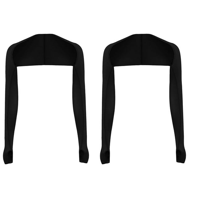 2X Mangas del Brazo del Mantón de Enfriamiento de Las Señoras del Verano Protección Solar UV con Orificio para Los Dedos para Golf, Conducción, Equitación, Pesca (Negro)