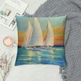 thumbnail image 2 of Nawypu  Abstract Art Oil Painting Cushion Cover Sailboat on Ocean Sail  Pillowcases Decoration for Sofa Bed Chair Car Square Pillow Cover , Blue, 2 of 5