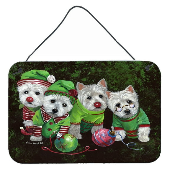 Carolines Treasures PPP3285DS812 Westie Christmas Santas Assistants Wall or Door Hanging Prints 8x12 multicolor