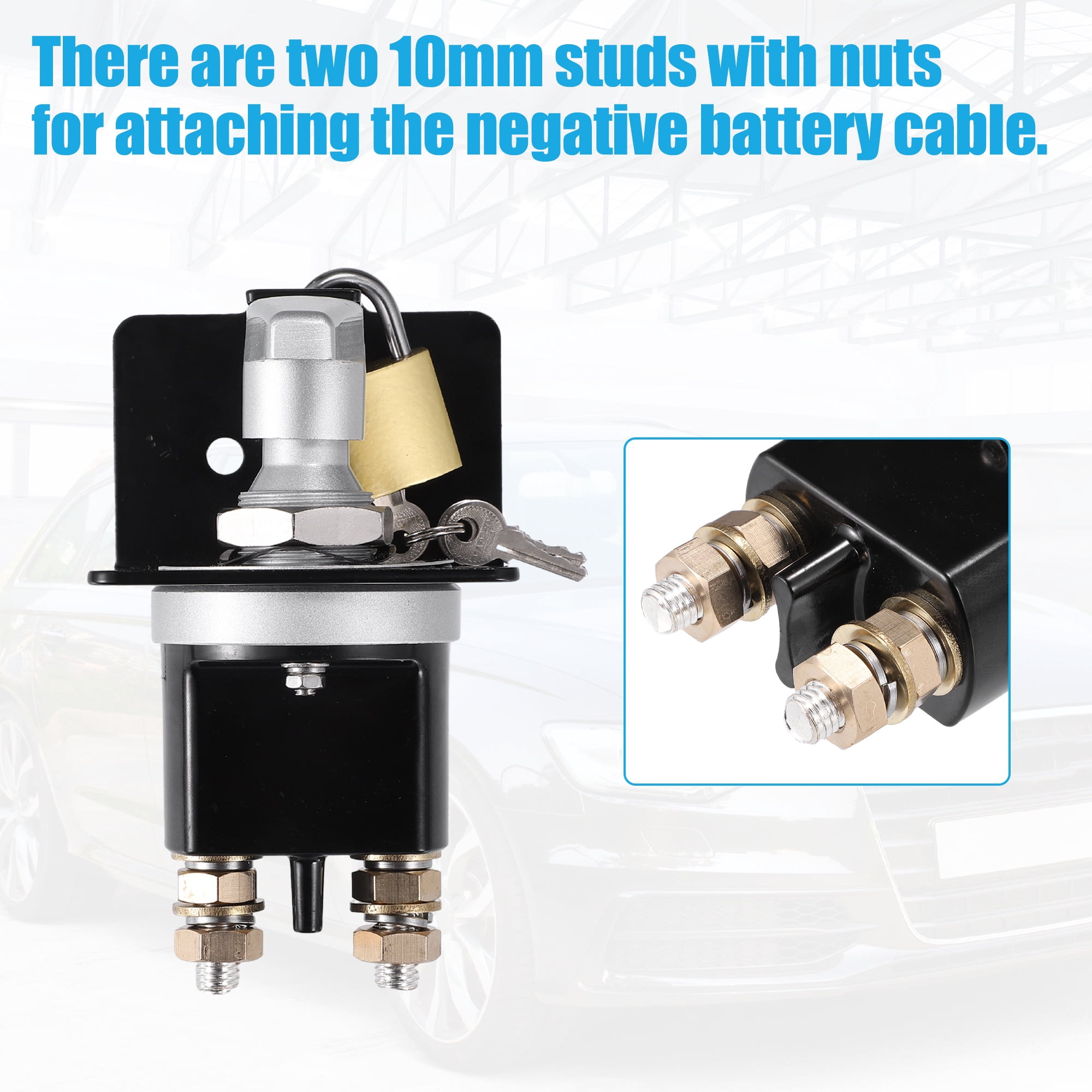 Unique Bargains 1 Set Universal 500A 12V Battery Disconnect Switch W/ Lockout Plate for Car Auto RV Boat