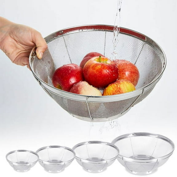 LINASHI Kitchen Stainless Steel Mesh Net Strainer Basket Drain Basket Colander to Strain, Rinse, Fry, Steam or Cook Vegetables & Pasta