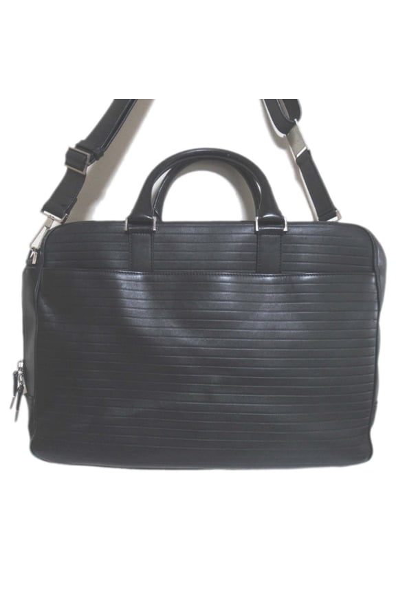 Pre-Owned DIOR HOMME Leather Briefcase Business Bag with PC Pocket, Black, Men's