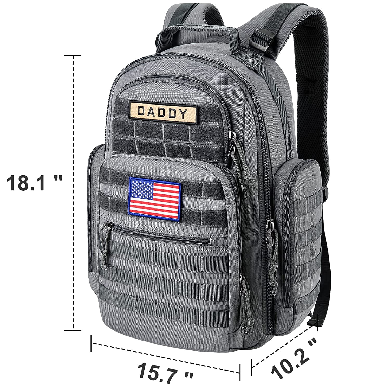SHARKMOUTH Diaper Bag Backpack for Dad and Mom, Military Molle diaper Pack with Insulated Bottle Holders and Wipe Pocket