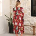 thumbnail image 4 of Women's Christmas Printed Fashionable Loose Round-Neck Dress, Holiday Print, Casual Wear, Retro Style, Comfort Fit, Everyday Dress, Festive,Deep Red,S, 4 of 5