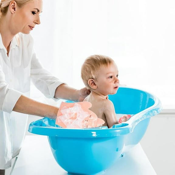 LULULION Baby Mittens Newborn Baby Bath Mitt Pink Polyester Scrubbing 1Pack