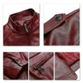 thumbnail image 4 of Chaqueta de cuero de PU con cremallera fresca para hombre Chaqueta de gran tamaño con solapa de motocicleta, 4 of 4