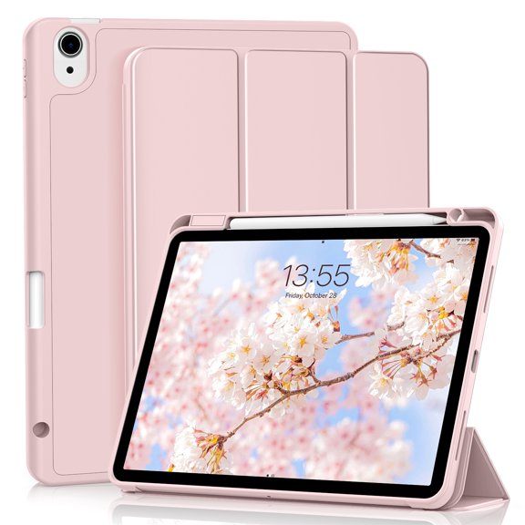 SZPSGC Case for iPad Air 11 Inch M4/M3/M2 (2026/2025/2024), iPad Air 5th/4th Generation (2022/2020 10.9 Inch), Slim Trifold Stand Protective Cover with Pencil Holder, Auto Sleep/Wake, Pink