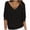 Black, variant on Womens 3/4 Sleeve Knit Sweaters Plus Size V Neck Blouson Tops Comfy Soft Knitwear Loose Fit Casual Pullover Shirts Solid Color Blouses