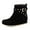 Black, variant on Women's Western Cowboy Boots, Fringe Faux Suede Boots Retro Round Toe Fringe Buckle Strap Ankle Boot Low Heel Rome Flat Shoes Tassel Knight Booties Shoes