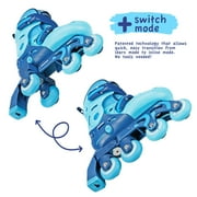 Roller Derby Boys Switch 2-in-1 Combo Adjustable Skate Size Medium (13-3) with Protective