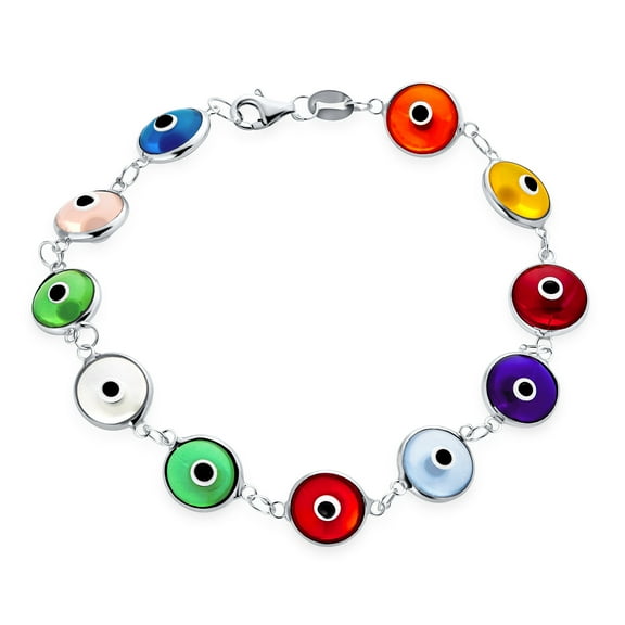 Bling Jewelry Womens Protection Good Luck Amulet Strand Bracelet Multicolor Evil Eye Beads 7.5 Inch