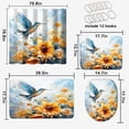 thumbnail image 2 of Hummingbirds Sunflowers Shower Curtain Set Tropical Summer Flying Animal Wild Nature Theme Bathroom Sets Decor Accessories with Non-Slip Rug Toilet Lid Cover Bath Mat and 12 Hooks, 72x72 Inch, 2 of 4