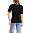 thumbnail image 3 of INSPIRE CHIC Half Sleeve Tops for Women's Boat Neck Stretchy Basic Summer Casual Shirts XL Black, 3 of 6