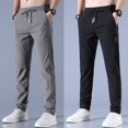 thumbnail image 4 of Pantalones elásticos de secado rápido para hombre de color sólido con absorción de humedad y cintura expandible, 4 of 5