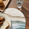 thumbnail image 3 of Beige Teal Ombre Round 13 Inch Placemats Set of 6, Modern Geometric Aesthetics Abstract HeatResistant Non Slip Place Mats for Dining Table, Wipeable Braided Kitchen Table Mats for Housewarming, 3 of 9
