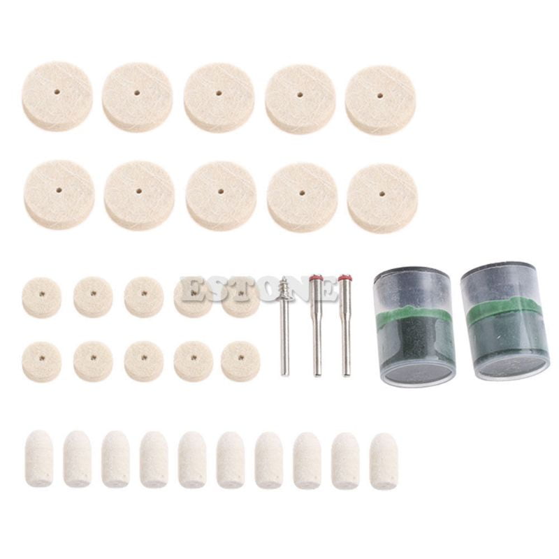 ZUARFY 35Pcs Soft Felt Polishing Buffing Burr Wheel Kit For Dremel Rotary Tools 1/8'