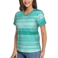 thumbnail image 2 of Vsdgher Teal Turquoise Women Shirts V Neck Short Sleeve Tops T-Shirt Basic Tees, S to 3XLSmall, 2 of 5