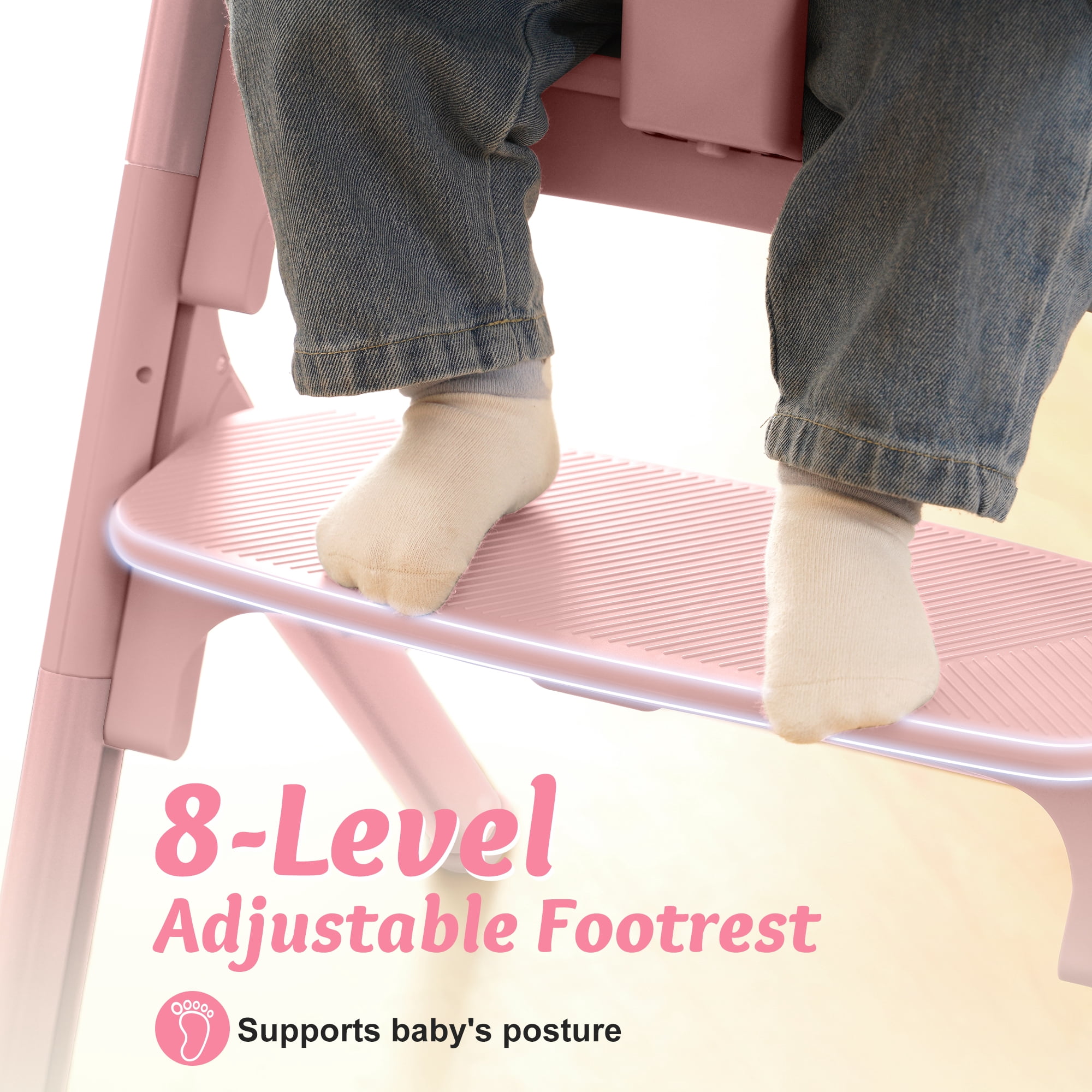 Babyeap 4in1 Convertible Baby High Chair, Transitions from Baby to Adult Stool, 8-Level Adjustable, Foldable, Removable Tray, Gray