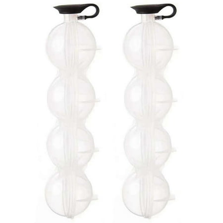 

2X 4 Cavity Ice Square Maker Flexible Silicone Whiskey DIY Round Ice Ball Food Grade Grid Party