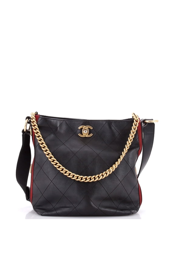 Pre-Owned Button Up Hobo Quilted Calfskin with Grosgrain Small By Rebag