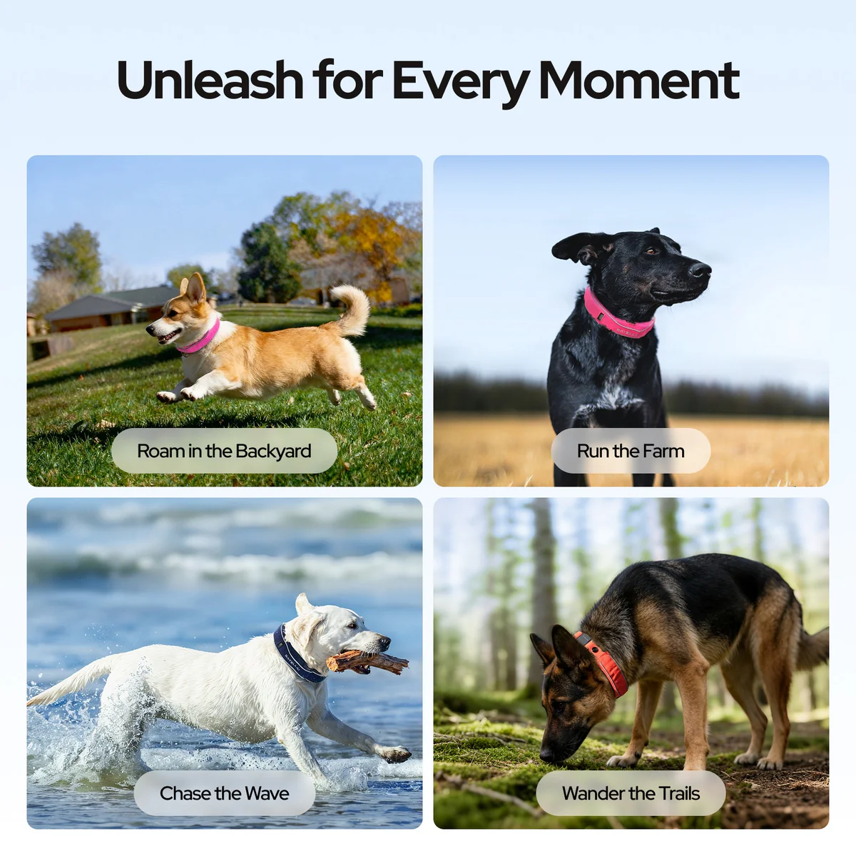 SATELLAI Wireless Dog Fence & GPS Dog Collar with AI Health Insights, Two-Way Audio, Precise Tracking, 3-Day Battery Life, IP68 Waterproof, Red