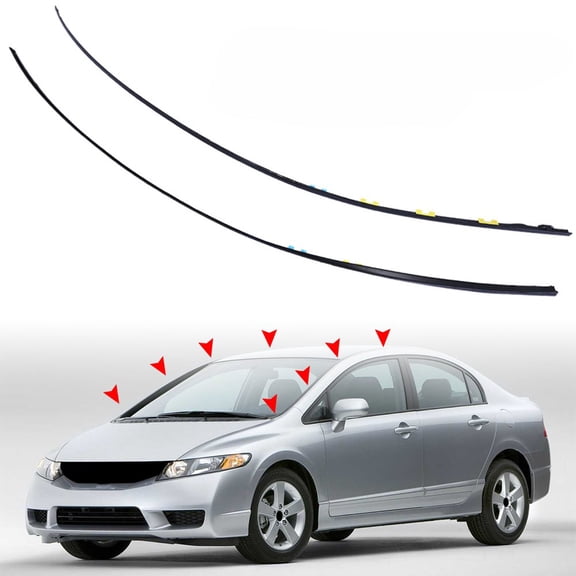 Left & Right Drip Side Molding Set for Honda Civic 2006 2007 2008 2009 2010 2011 73168-SNA-013 73158-SNA-013 L R Windshield Roof Molding Trim Set