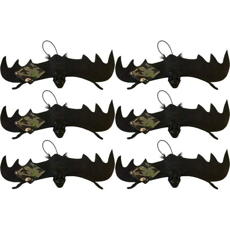 Black Rubber Hanging Bats Scary Halloween Decoration 11.5