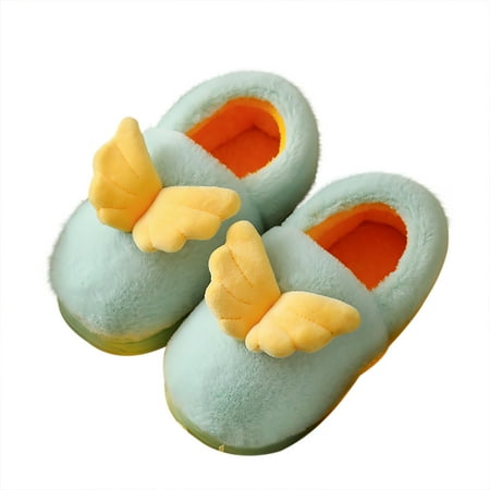 

AnuirheiH Toddler Girls Shoes Plush Wing Keep Warm Non-slip Infant Shoes Soft Cotton Slippers 4$ off 2nd item