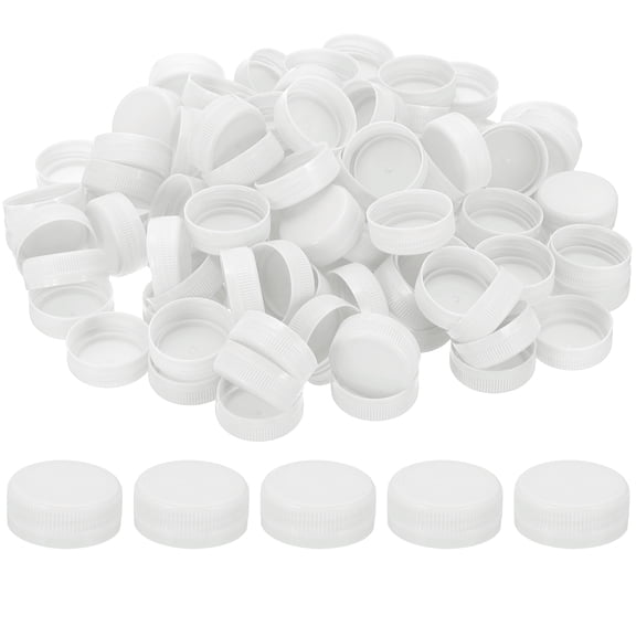 Uxcell 38mm Plastic Bottle Caps for Craft, 200Pcs Reusable Protection Bottle Screw Lids for Lid Replacement DIY Craft Intelligence Development, White