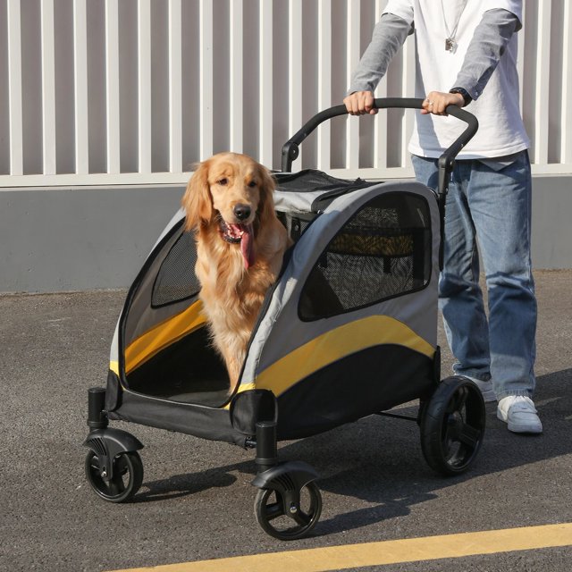 Dog Stroller Ultra-large 4 Wheels Pet Jogger Wagon Foldable Cart Travel Trolley Outdoor Animal Carrier Load Up To 55kg ShopWise Round