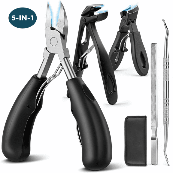 VIISHARE Toenail Clipper Set, Professional Heavy Duty Thick & Ingrown Toe Nail Clippers for Men & Seniors
