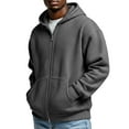 thumbnail image 2 of Zedker Stylish Fall Winter Thermal Jackets for Men Classic Hooded Long Sleeve Loose Casual Zipper Outerwear Coats with Pockets,Dark Gray,M, 2 of 8