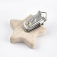 thumbnail image 2 of Beech Wood Baby Pacifier Holder Clips with Iron Clips Star Platinum BurlyWood 52x44x18.5mm Hole: 3.5x6mm, 2 of 3