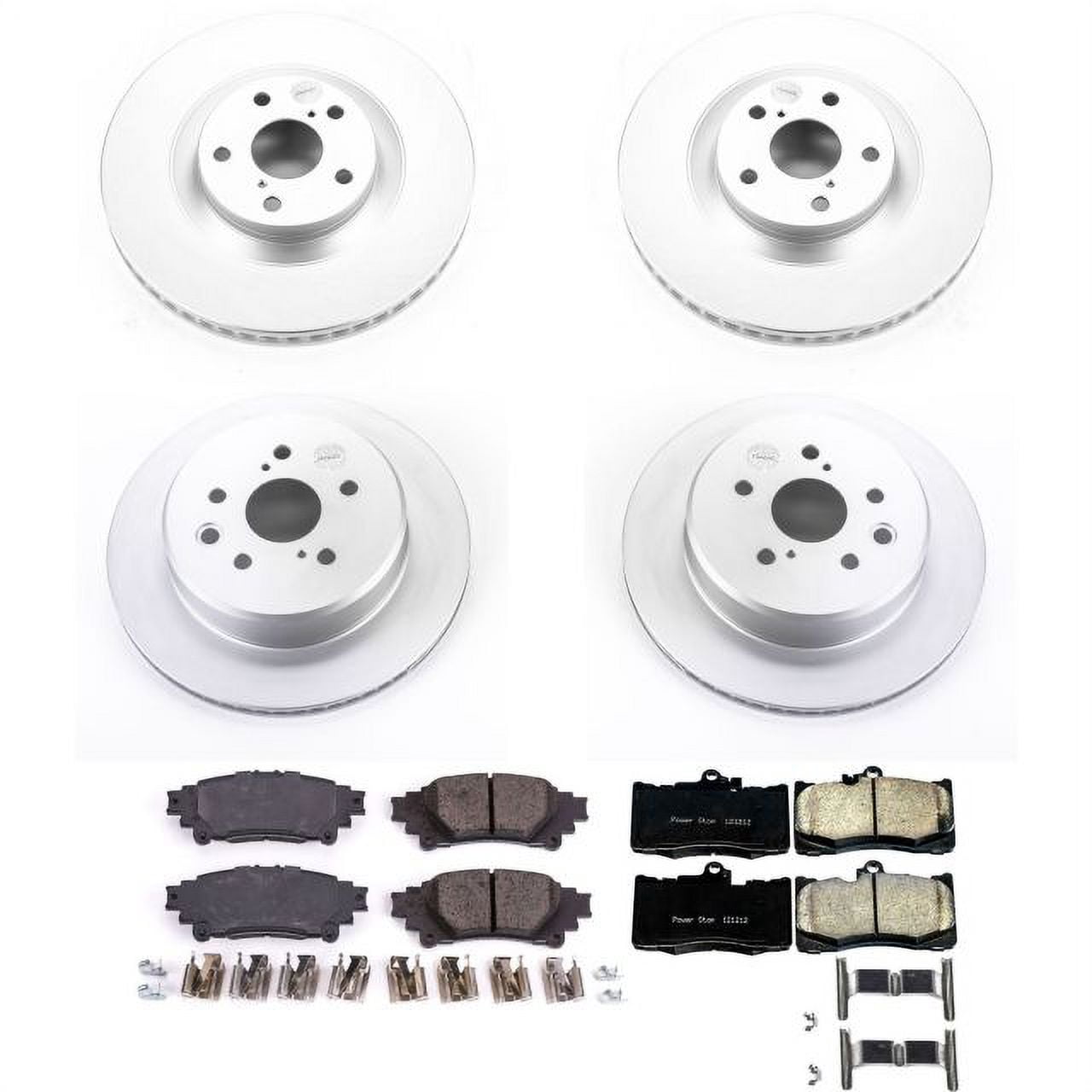 PowerStop Front and Rear Geomet Coated Brake Rotor and Pad Kit Fits: LEXUS Select Models CRK6513