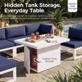 thumbnail image 5 of RADIATA Patio Aluminum Furniture Set with Fire Pit Table and Oversized 29" Seats, 7 Pieces Outdoor Sectional Conversation Sofa Set for Backyard, Poolside, 500 lb/Seat, White & Navy Blue, 5 of 11