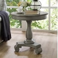 Roundhill Furniture Rene Round Wood Pedestal End Table in Gray - Walmart.com