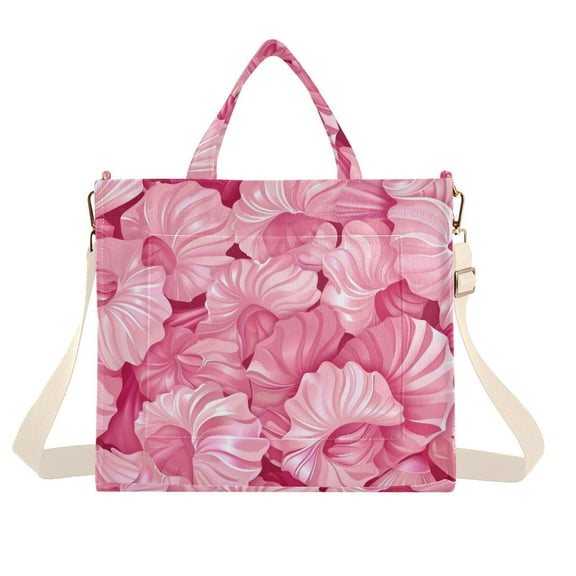 Conches Shells Corduroy Tote Bag Handbag Large Messenger Bag Shoulder Crossbody Zipper Bag Purse