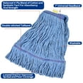 thumbnail image 2 of MATTHEW CLEANING Heavy Duty Mop Head Commercial Replacement for General and Floor Cleaning , Wet Industrial Blue Cotton Looped End String Head Refill (Pack of 3) Blue, 2 of 5