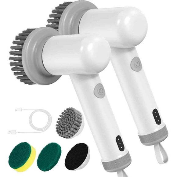 XINQIHANG Sinoshi Spin Power Scrubber, Power Spin Scrubber, Electric Spin Scrubber Cordless Power Cleaning Brush Suitable for Tile, Counter, Tub, Floor, Grout (White*2)
