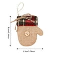 thumbnail image 3 of 6-Pack Burlap Mitten Christmas Ornaments - Rustic Winter Glove Shape Tree Hangers with Red Gingham for Holiday Decor (8cm/3.15in), 3 of 6