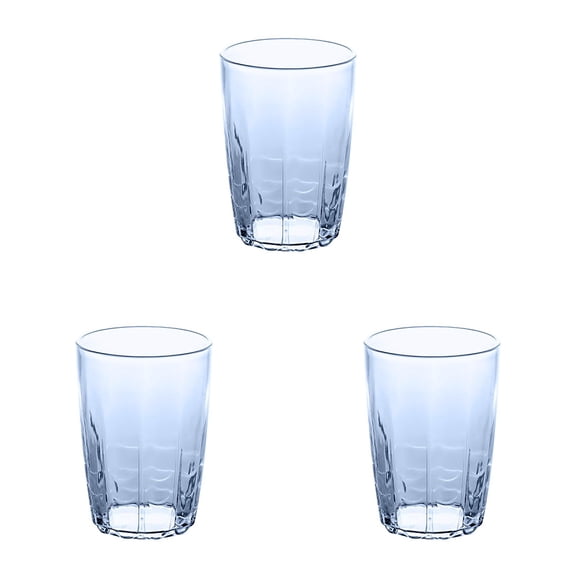 Drinking Glasses, Plastic Water Cups, Clear Hard Mugs, Stackable Tumbler Cups with 14 Ounces Capacity, Unbreakable Beverage Cups for Home, Restaurant, and Party Use, Dishwasher Safe,Sky Blue 3 Pcs