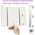 thumbnail image 4 of Floor Mount Tri-Fold Lighted Vanity Mirror with 21 LED Lights, Touch Screen and 3X/2X/1X Magnification, Two Power Supply Modes Make Up Mirror,Travel Mirror, 4 of 13