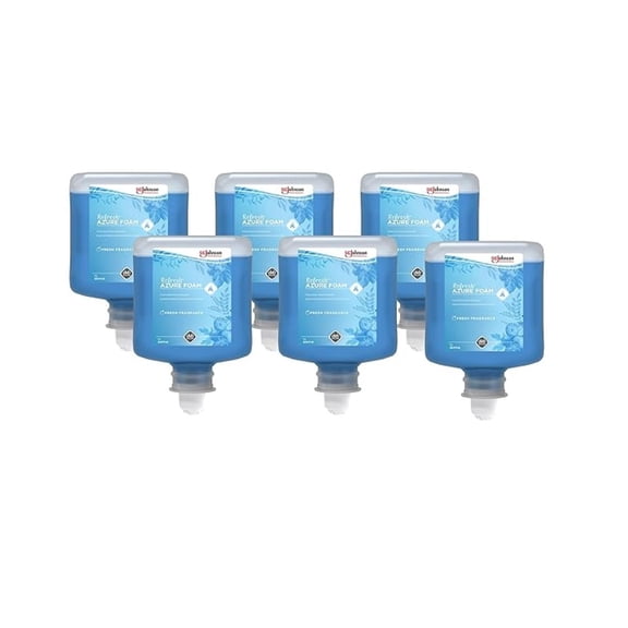 Foam Hand Soap Refill Azure 1000ml - Gentle Moisturizing Wash for Dispensers, Green Seal Certified, Lightly Scented - 6 Pack