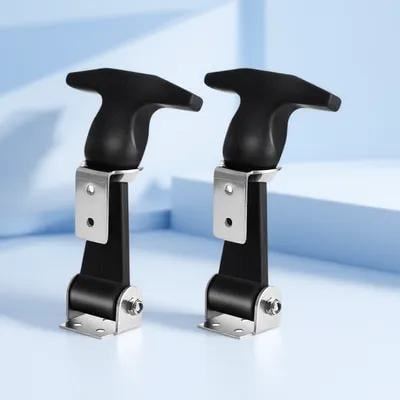 LEORX 2Pack Stainless Steel Hood Latch Flexible Draw Latches Black T-Handle for Cart