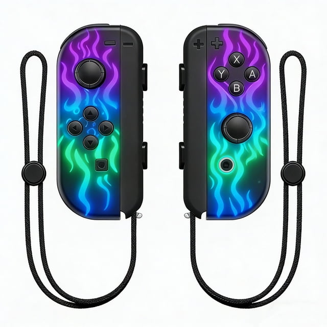Wireless Controller for Nintendo Switch with Wrist Strap,Left and Right RGB Joypad Controllers Compatible with Switch/OLED/Lite,Support Dual Vibration/6-Axis Gyro/Motion Control/Wake-up(Sunburst)