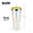 thumbnail image 4 of Blush Iridescent Drink Tumbler with Lid and Straw for Iced Coffee, Tea 24oz, 4 of 6