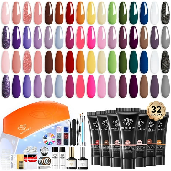 Kit de uñas de gel Poly Extension Modelones, 133 unidades con lámpara de uñas