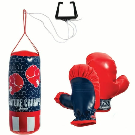 Franklin Sports Future Champs Kids Mini Boxing Set 12 X 4.75 X 4.75 Inches Soft Sport Mini Punching Bag, Soft Sport Boxing Gloves and Door Jamb Bracket with Rope Future Champs