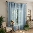 thumbnail image 2 of XmhyTop-A 2-Pack Sheer Ruffle Window Curtain Panels, 140x220cm Farmhouse Cottage Curtains, Flowy Ruffled Bedroom Curtains, Semi-Sheer Panels,Blue, 2 of 4